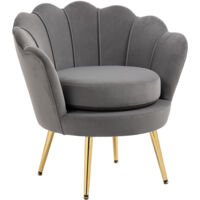 HOMCOM Poltroncina da Camera in Velluto Grigio Poltrona Vintage di Design