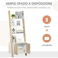 HOMCOM Scaffale Libreria a Scala con Armadietto e 3 Mensole in Stile Nordico