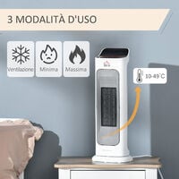 HOMCOM Stufetta Elettrica Oscillante con Telecomando, Temperatura Regolabile e Timer - Bianco
