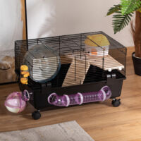 Gabbia Per Criceti PawHut Multilivello - Con Tunnel, Ruota E Accessori, 4 Rotelle - Foto 9