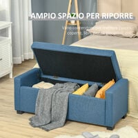 HOMCOM Panca Fondoletto con Vano Contenitore in Tessuto, 120x50x44cm - Blu