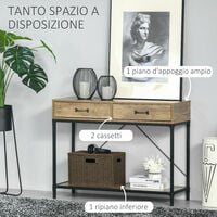 HOMCOM Tavolo Consolle da Ingresso Vintage in Metallo e Legno Tavolino da Salotto e Soggiorno - Marrone