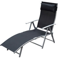 Outsunny Lettino Prendisole da Giardino Sdraio Pieghevole e Reclinabile Nero