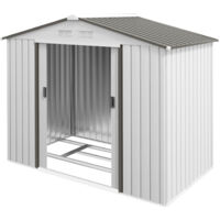 Outsunny Capanno da Giardino con Porte Scorrevoli in Lamiera d'Acciaio Bianco