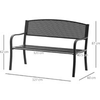 Panchina Da Giardino Outsunny - Metallo Nero, 127x60x85cm, Portata 240kg - Foto 6