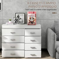 Homcom Cassettiera per Casa e Ufficio in Legno, Bianco, 90x35x73cm