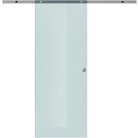 Homcom Porta Scorrevole in Vetro Smerigliato e Binario in Alluminio, 77.5x205cm