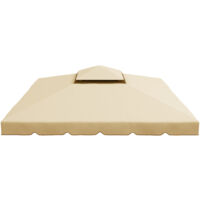 Outsunny Tetto di Ricambio per Gazebo da 3x3m con Tettuccio a 2 Livelli Beige