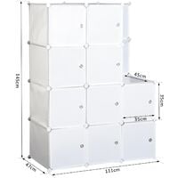 Homcom Armadio Guardaroba Modulare 10 Cubi, Bianco, 111x47x145cm