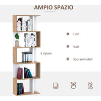 Homcom Libreria da Muro Moderna 5 Ripiani in Legno Bianco, 60x24x184.5cm