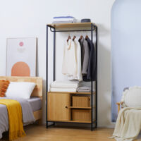 Appendiabiti Stile Industriale Con Ripiani - In Acciaio E Legno Per Ingresso O Camera