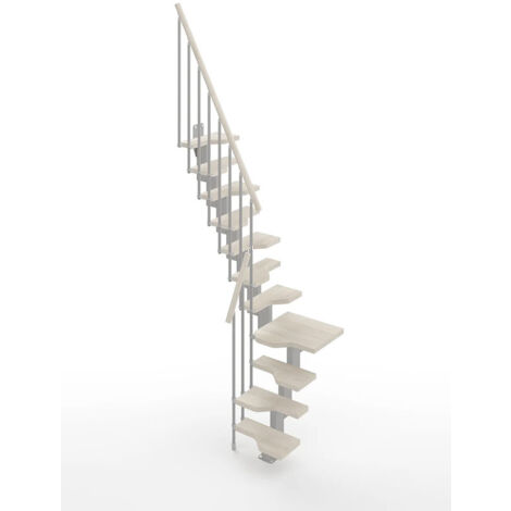 Raumspartreppe aus Buchenholz viertelgewendelt - 9 Stufen - MINI61/L/SGMBLA-9