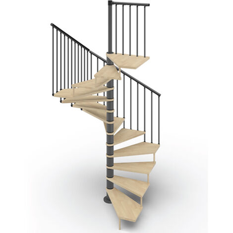 Spindeltreppe mit 15 stufenanzahl - Zu erreichend Höhe 3.08m à 3.60m - Durchmesser 180cm - Holz und weiß - TEKLA180/SAMNAT-15