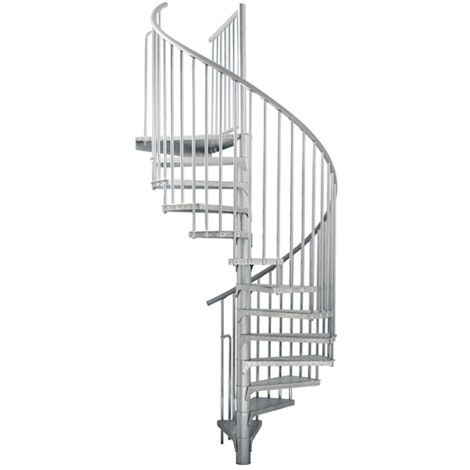 Wendeltreppe Außenbereich 11 Stufen - erreichbare Höhe 2,09 bis 2,59m - Durchmesser 1.20m - graue Struktur und graue Stufen - RONDOZINK120-S-11