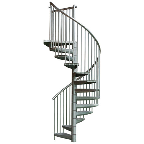 Wendeltreppe Außenbereich 13 Stufen - erreichbare Höhe 2,69 bis 3,00m - Durchmesser 1,40m - graue Struktur und graue Stufen - RONDOZINK140-P-13