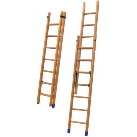 Holz Schiebeleiter 2x9 Sprossen, zu erreichende Höhe 3.76m - BCM2-250