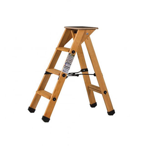 Holzstehleiter mit Ablage 3 Stufen - Maximale Arbeitshöhe 1.88m - 683203