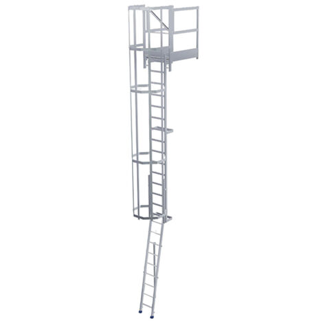 Steigleiter mit versenkbarer Basis - von 3.10m bis 3.60m - mit Ausstiegstritt 1.00m - CS36-EBC2-CPSH100