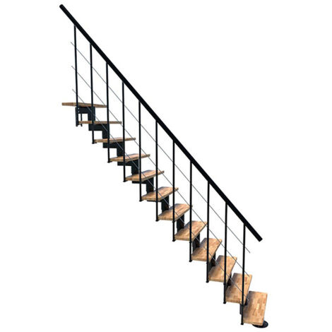 Gerade Treppe 10 Stufen - erreichbare Höhe 2.22 bis 2.64m - Breite 80cm - Schwarz und Buche - COMFO80/I/NB-10