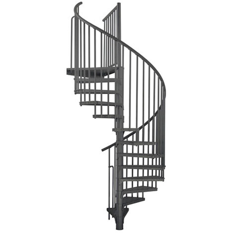 Wendeltreppe Außenbereich 14 Stufen - erreichbare Höhe 2,66 bis 3,29m - Durchmesser 1.60m - anthrazit Struktur und anthrazit Stufen - RONDOZINK160-CA-14