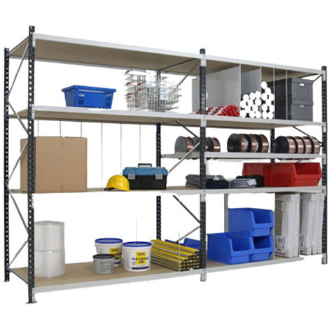 Regale für mittelschwere Lasten 4 Ebenen - Startmodul - 2500x1800x600mm - Belastung 384kg/Ebene - RAYOML/4N/1860/D1 (1/5)