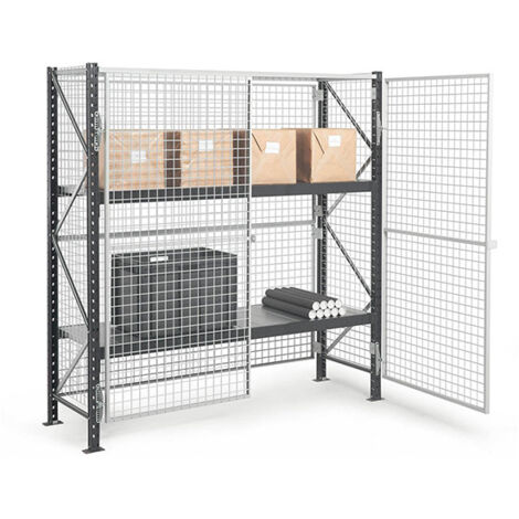 Gitterregale und abschließbare Regale - 3 Ebenen - nächstes Element - 2500x1800x600mm - Nur mit einem Startmodul verwendbar - RAYGRIL/2N/2080/S (1/4)