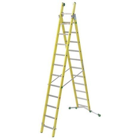 GFK-Elektrikerleiter 5,70m Mehrzweck- 2-teilig geprüft auf 30.000 Volt - V350-2