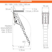 D. Elektrische Dachbodenleiter mit Fernbedienung - Maximale lichte
