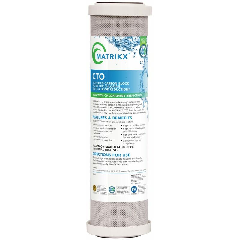 Matrikx CTO Chloramine Reduction Catalytic Carbon Block Water Filter 10