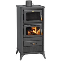 Stufa a legna con forno modello Firenze - 14 kW in acciaio colore nero opaco