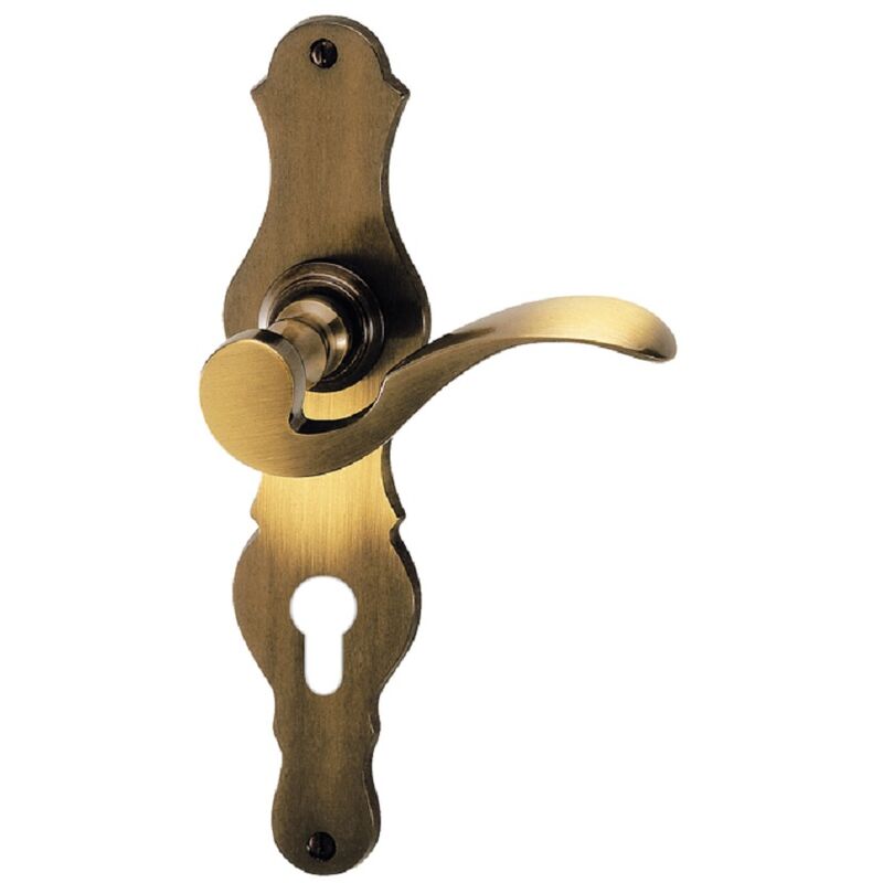 Türdrücker Modell Löffel Langschildgarnitur Messing bronziert Türbeschlag  Klinke Profilzylinder