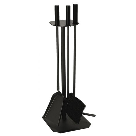 Kaminbesteck Set 4-teilig Schwarz - Kaminzubehör Mit Aufbewahrungsbehälter