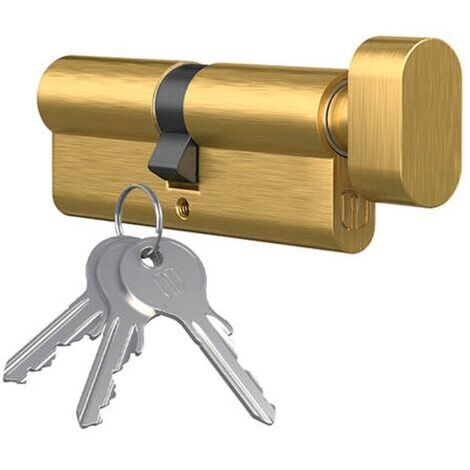 Knopfzylinder Schließzylinder Profilzylinder mit Knopf vermessingt 40mm x 35mm