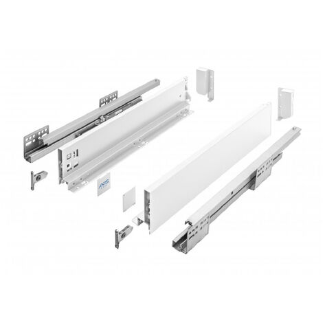 Stahl Unterfluführungen Schubladensystem Weiß Soft Close Dämpfung 350mm 86mm