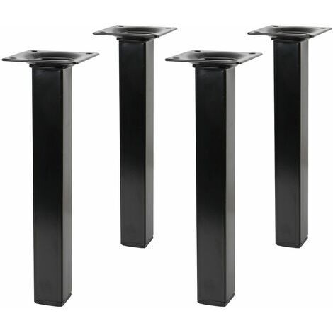 4er Set Tischstempel Schwarz Ausführung Eckig 25 x 25mm Höhe 600mm Möbelbeine