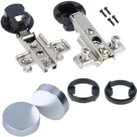 Glastür-Topfbänder Ø 26mm Chrom matt Glastür 4-6mm Scharnier Eckanschlag Rund