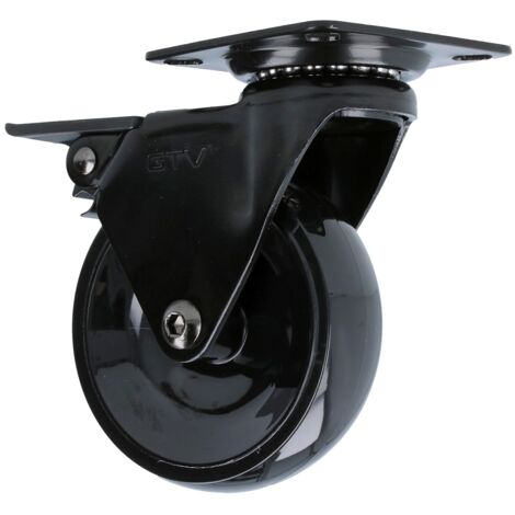 Hartboden-Möbelrolle Design Lenkrolle Schwarz Ø 75mm Transportrolle mit Bremse