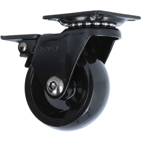 Hartboden-Möbelrolle Design Lenkrolle Schwarz Ø 50mm Transportrolle mit Bremse