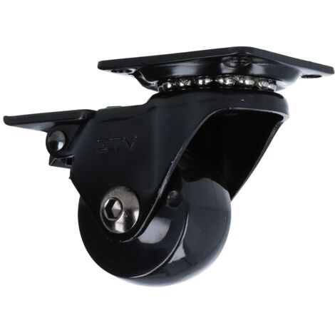 Hartboden-Möbelrolle Design Lenkrolle Schwarz Ø 35mm Transportrolle mit Bremse