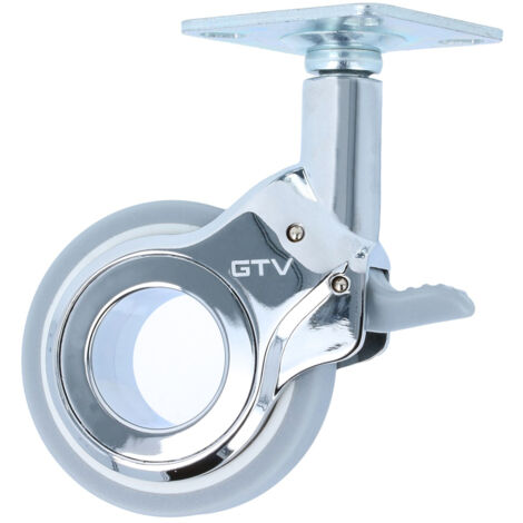 Möbelrolle Chrom glänzend bodenschonend Lenkrolle Laufrolle Grau 60mm mit Bremse
