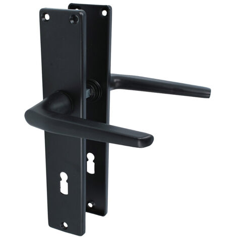 Schwarze Schildgarnitur Langschild-Türgriff Türdrücker Aluminium Türbeschlag WC