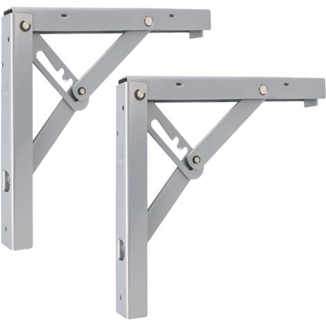 Paar Schwerlast Klappkonsolen Silbergrau 405x405mm 3-stufig einstellbar Stahl