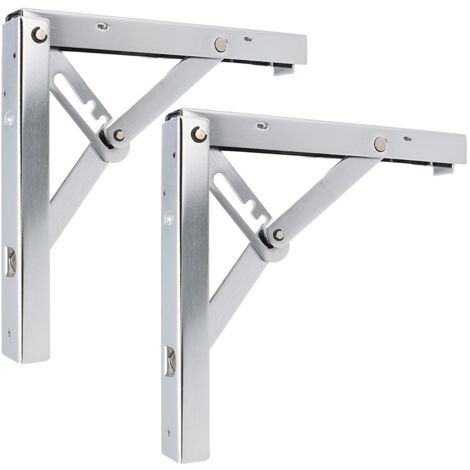 Paar Schwerlast Klappkonsolen Chrom glänzend 200x185mm 3-stufig Klapptischhalter