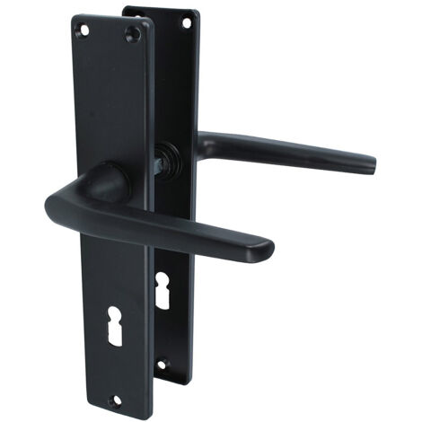 Schwarze Schildgarnitur Langschild-Türgriff Türdrücker Aluminium Türbeschlag BB