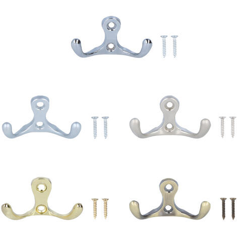 Kleiderhaken aus Metall Chrom glänzend – Doppel-Wandhaken Bad, Flur oder Küche