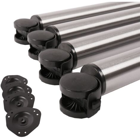4er Set Tischbeine auf Rollen Tischfuss rollbar 710mm mit Feststellbremse Edelstahl finish (1/2)