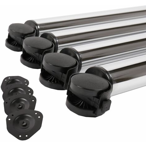 4er Set rollende Tischbeine Tischbeine auf Rolle mit Bremse ø 50mm Metall Chrom (1/2)