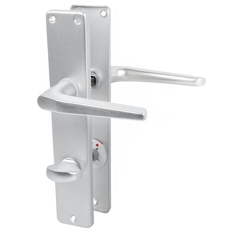 Langschildgarnitur Europa F1 Aluminium Türdrücker Türbeschlag Türklinke Beschlag WC DIN Norm
