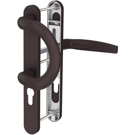 Langschild Türbeschlag 8-72mm Schmalrahmengarnitur Braun RAL8019 Türdrücker PZ Bügelgriff/Drücker 39-54mm nein