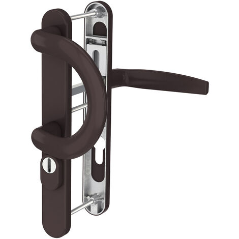 Langschild Türbeschlag 8-72mm Schmalrahmengarnitur Braun RAL8019 Türdrücker PZ Bügelgriff/Drücker 71-86mm ja